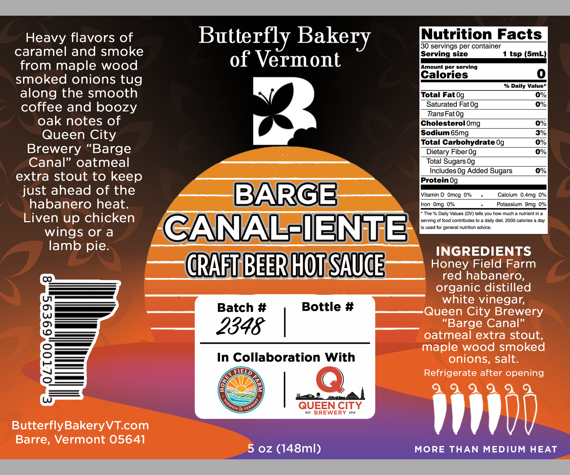 Barge Canal-iente Craft Beer Hot Sauce - Butterfly Bakery of Vermont