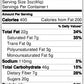 Nutrition facts label for a food product with detailed calorie and nutrient information.
