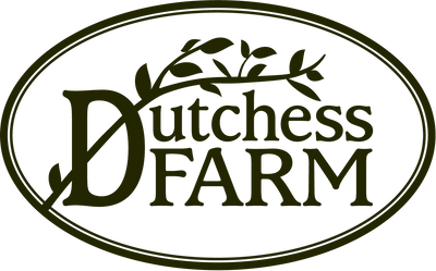 Logo with 'Dutchess Farm' text and leaf design on white background