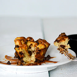 Chocolate Walnut Bread Pudding With Caramel Sauce