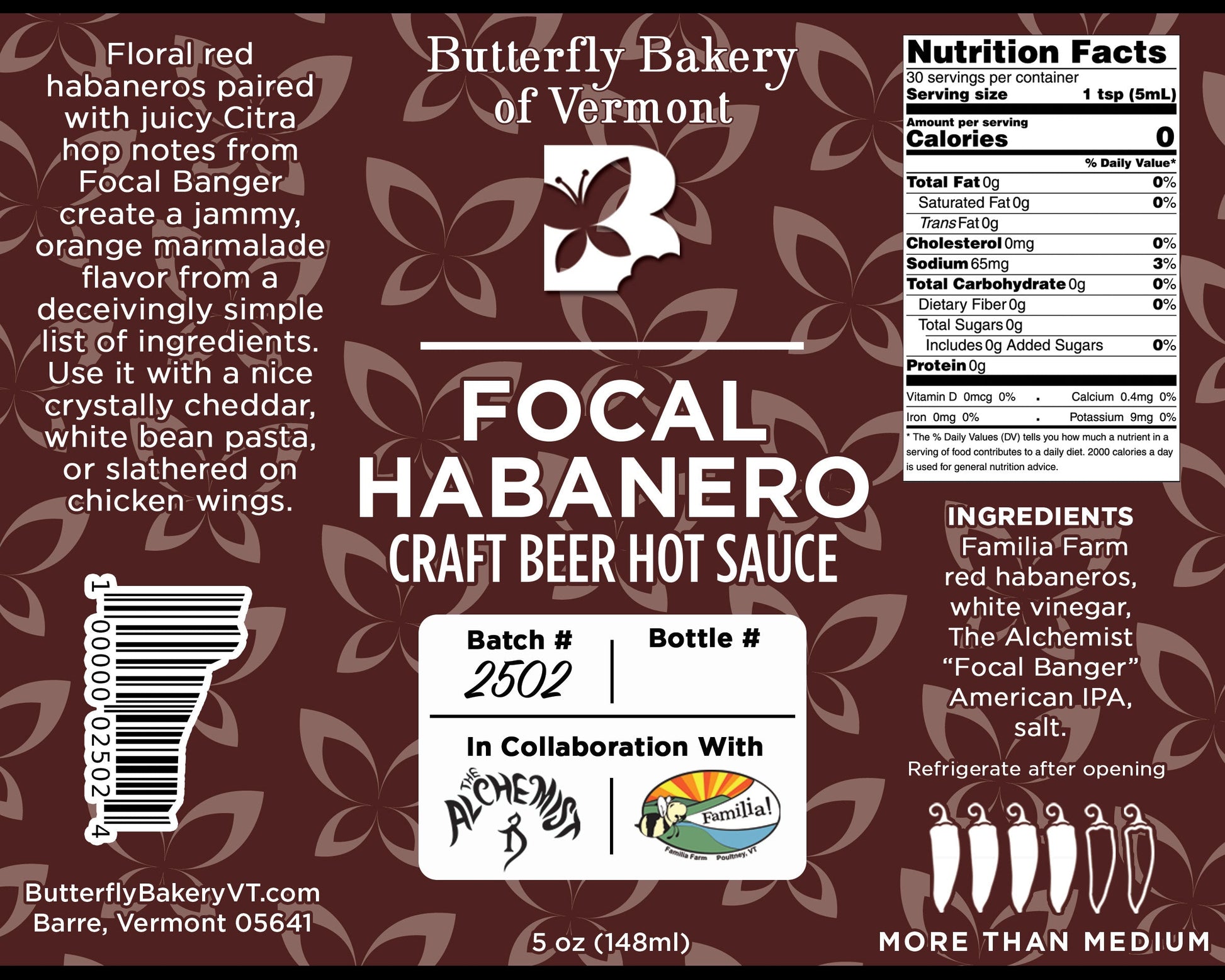 Focal Habanero Hot Sauce - Butterfly Bakery of Vermont