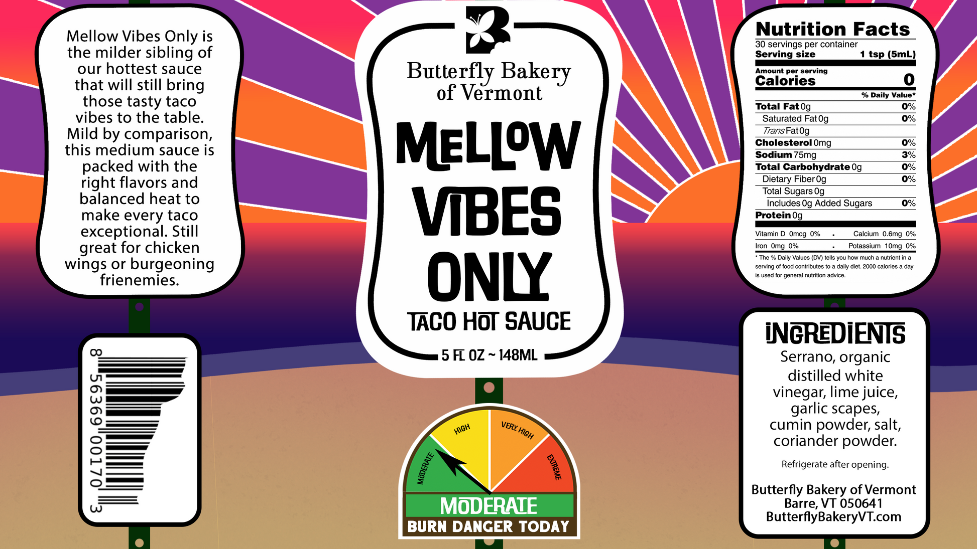 Mellow Vibes Only Hot Sauce - Butterfly Bakery of Vermont
