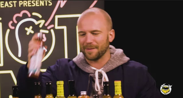 Video clip of Sean Evans announcing Butterfly Bakery of Vermont's Maple Wood Smoked Onion hot sauce as part of Hot One's season 7 lineup