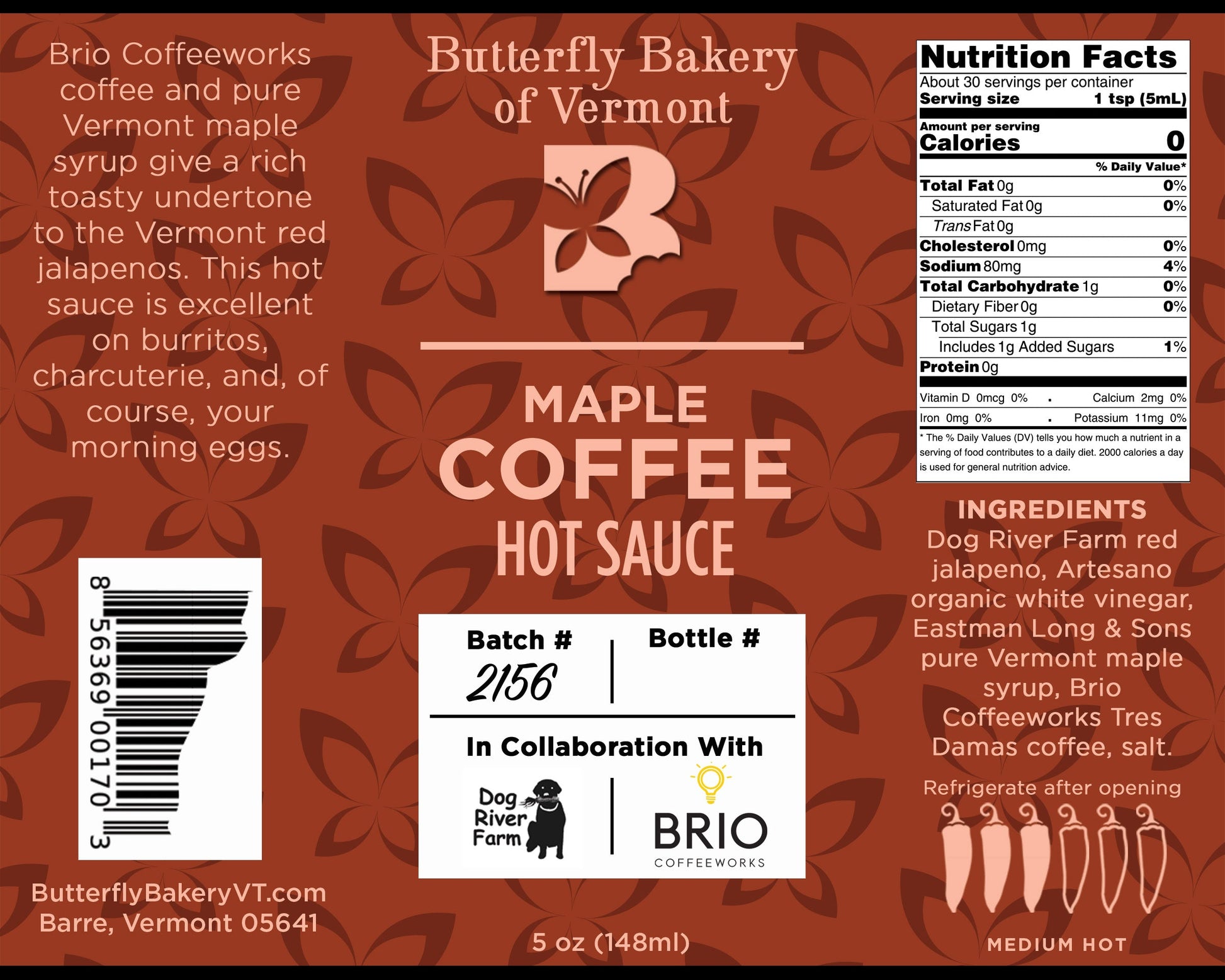 Maple Coffee Hot Sauce - Butterfly Bakery of Vermont