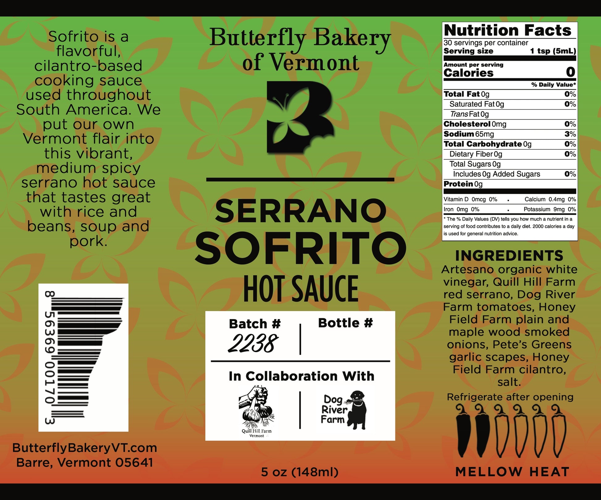 Serrano Sofrito Hot Sauce - Butterfly Bakery of Vermont