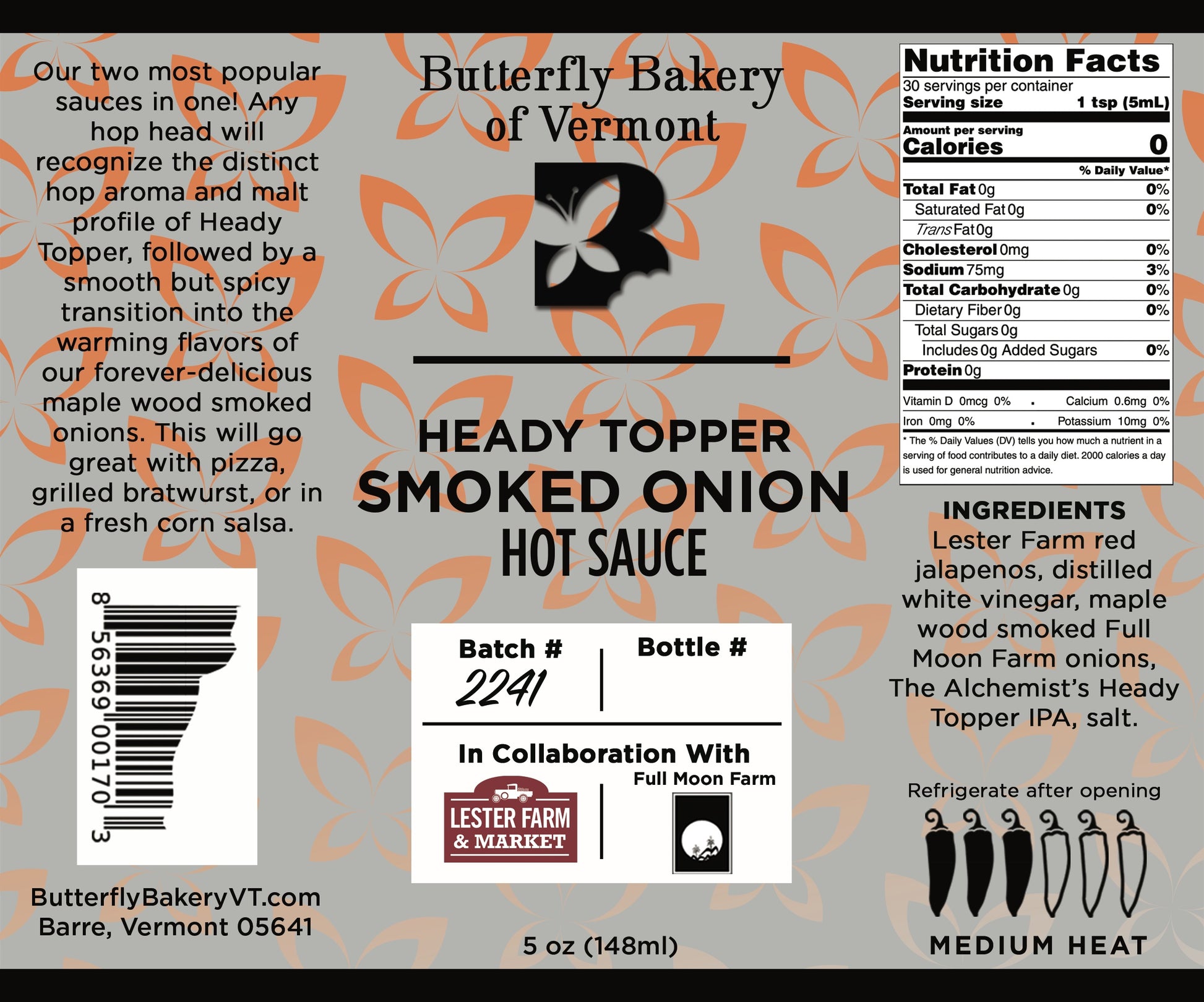 Heady Topper Smoked Onion Hot Sauce - Butterfly Bakery of Vermont