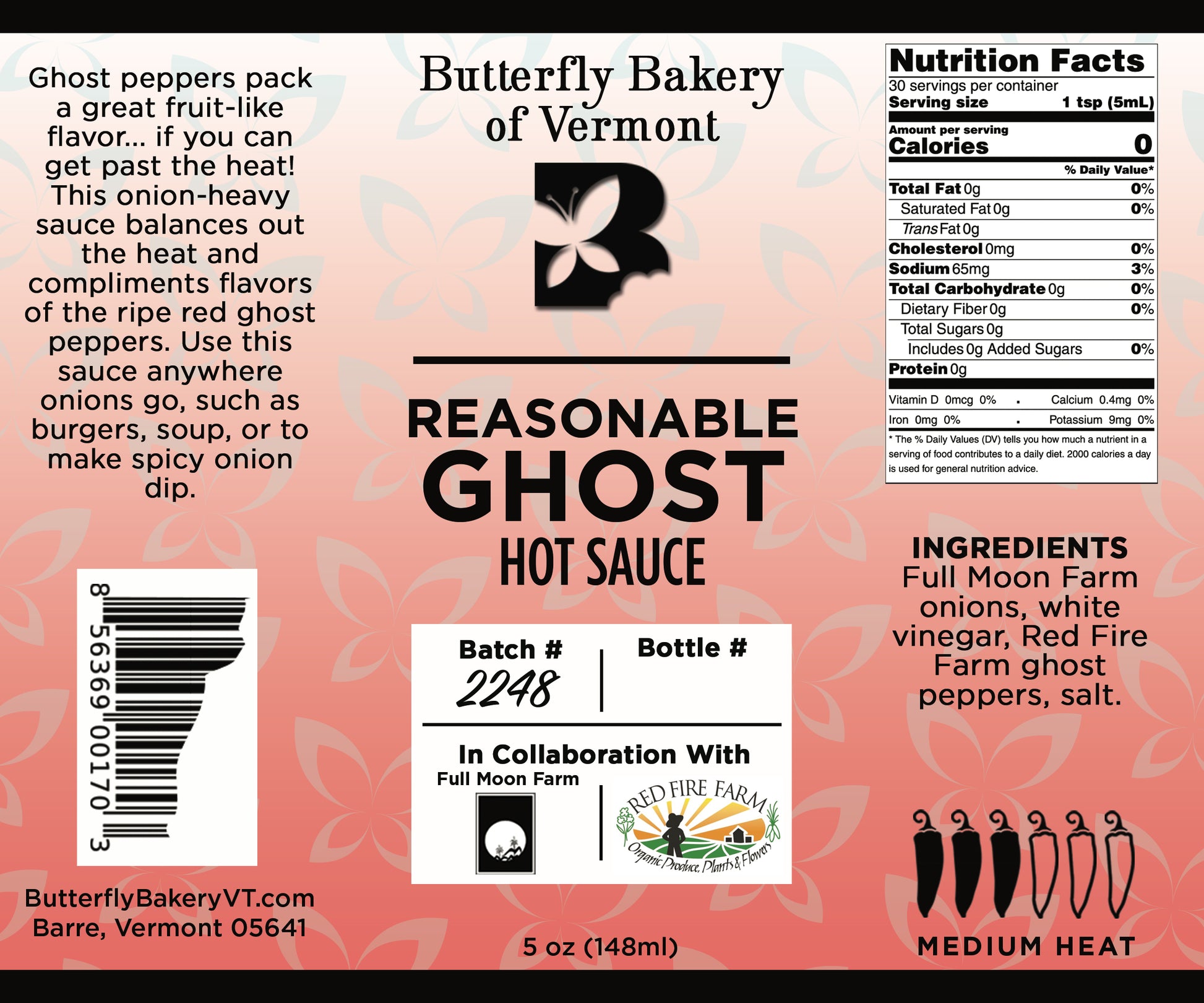 Reasonable Ghost Hot Sauce - Butterfly Bakery of Vermont