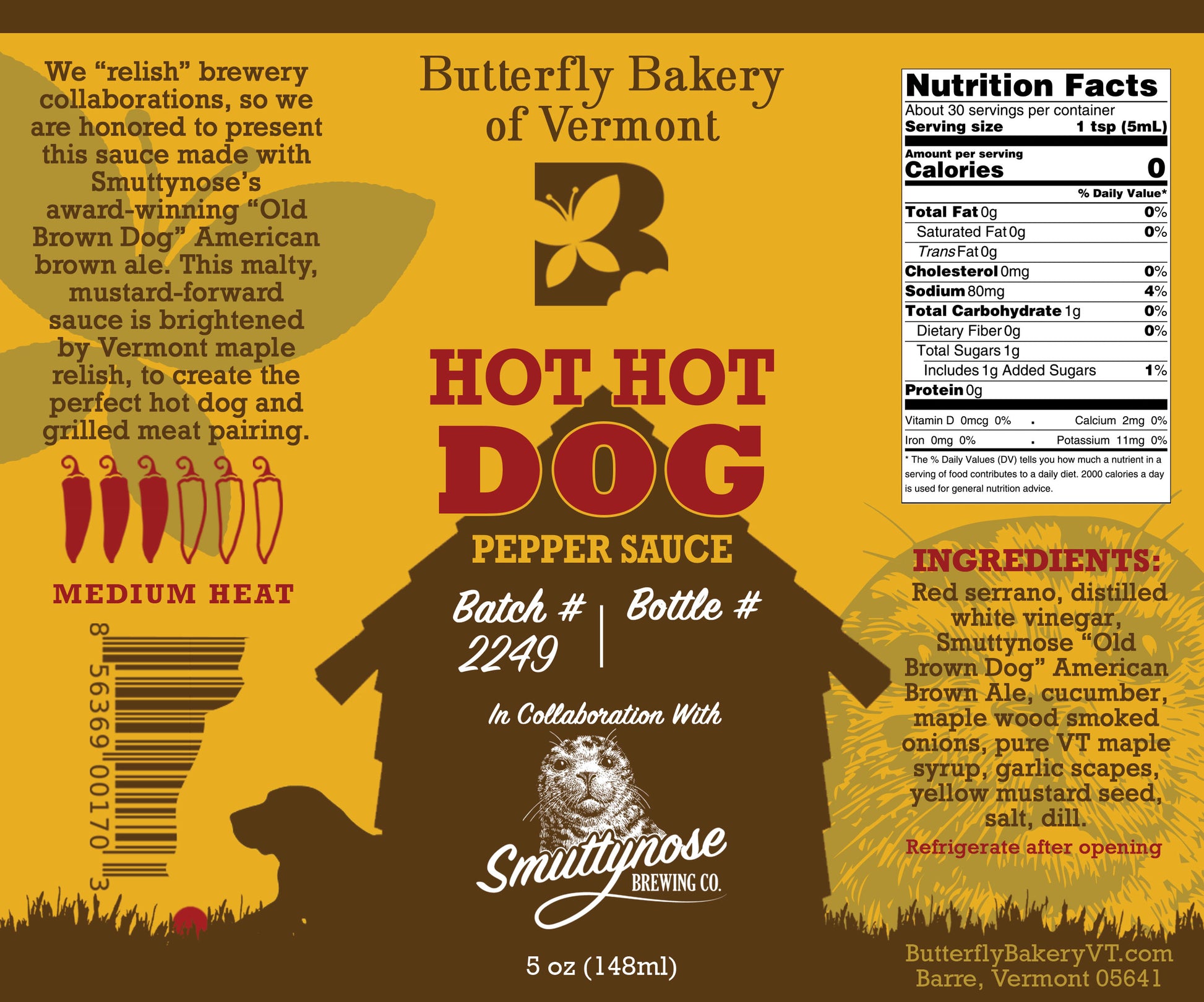 Smuttynose Hot Hot Dog - Butterfly Bakery of Vermont