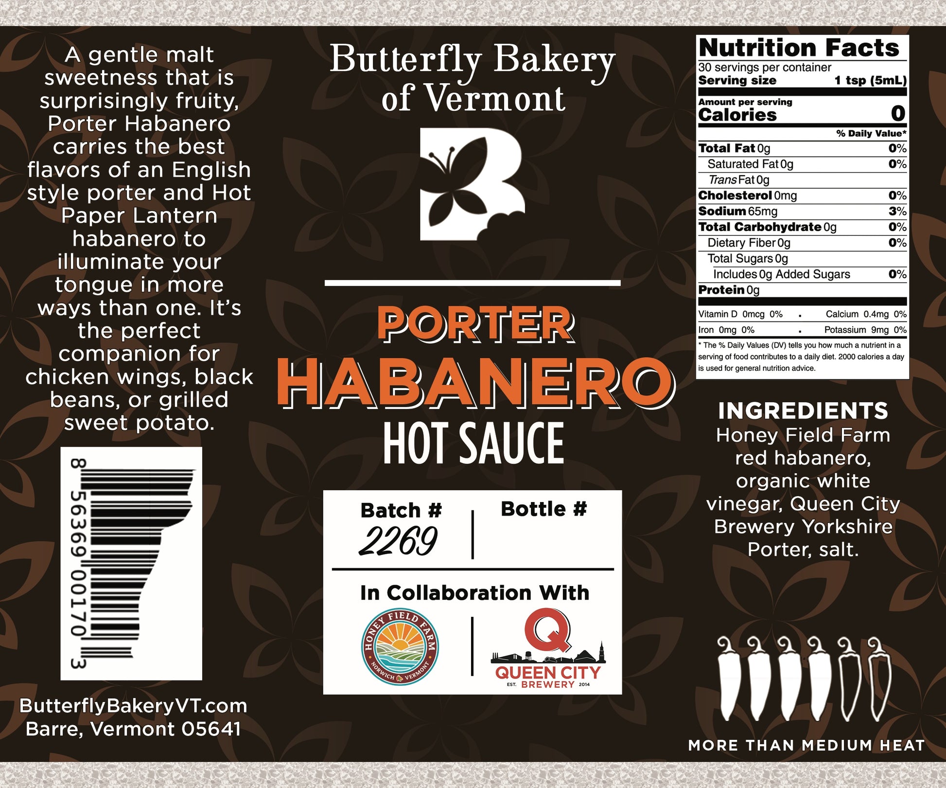 Porter Habanero Hot Sauce - Butterfly Bakery of Vermont