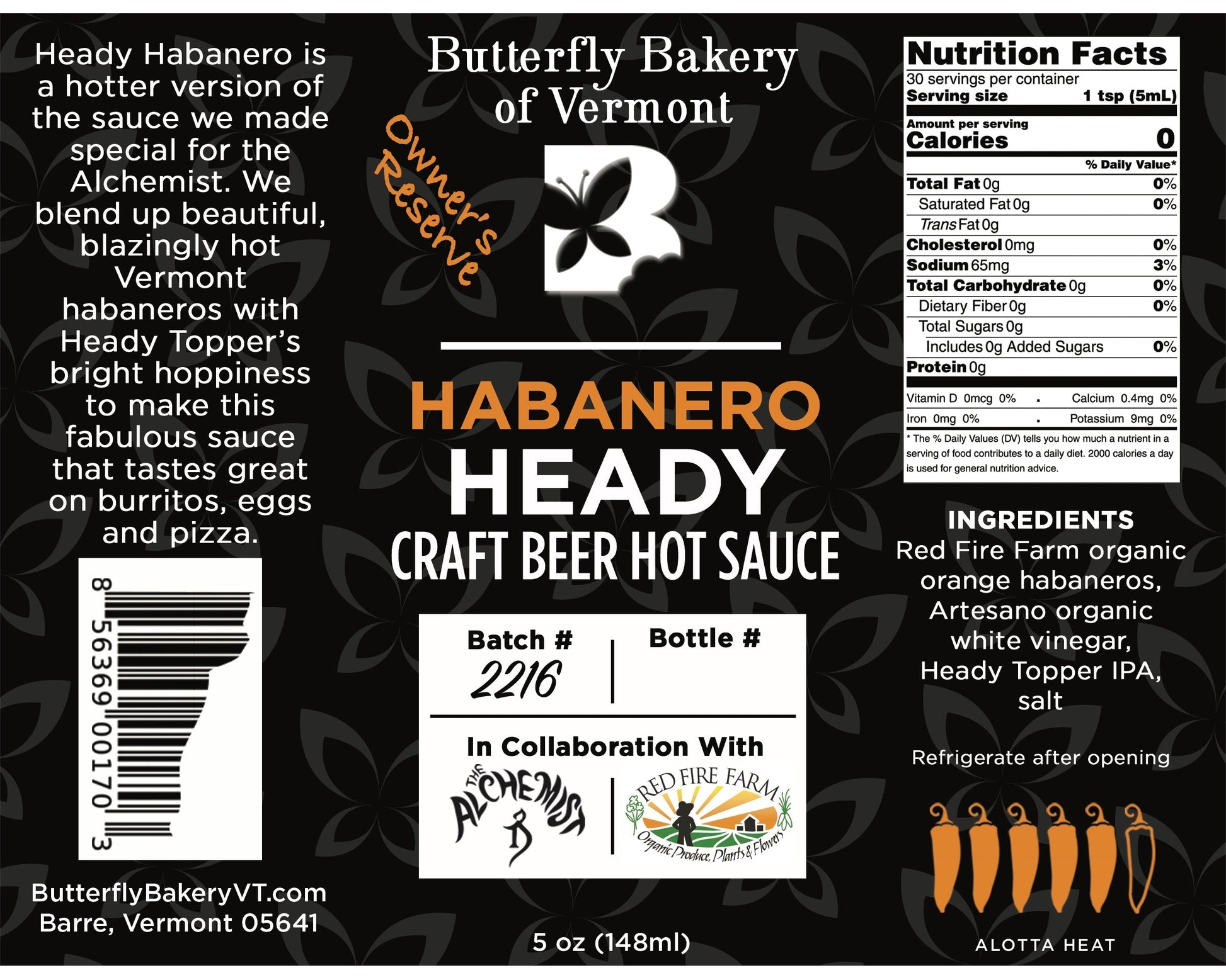 Habanero Heady Craft Beer Hot Sauce - Butterfly Bakery of Vermont