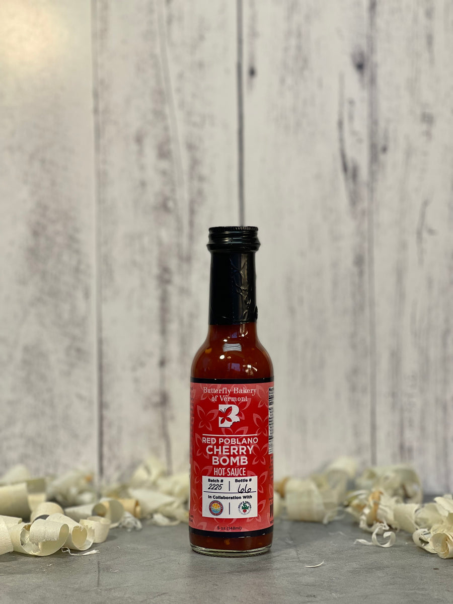 Red Poblano Cherry Bomb Hot Sauce - Butterfly Bakery of Vermont